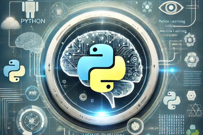 DALL·E 2024-10-02 06.41.29 - A futuristic product image for 'AI Development using Python,' featuring the Python logo along with elements representing artificial intelligence. The