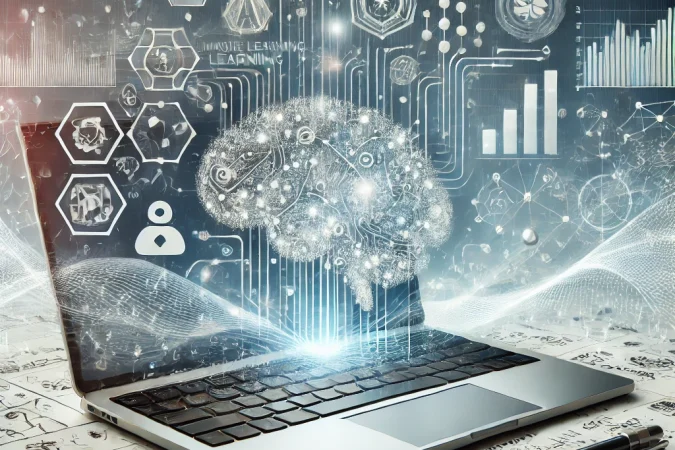 DALL·E 2024-10-02 16.02.28 - A modern product image representing Machine Learning and Deep Learning. The image includes symbols of neural networks and machine learning algorithms